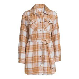 Time and Tru Bleted Plaid Utility Shacket Coat